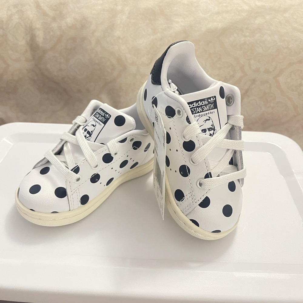 Adidas Stan Smith I Shoes Toddler Size 5K White Black Polka Dot Originals FZ0232